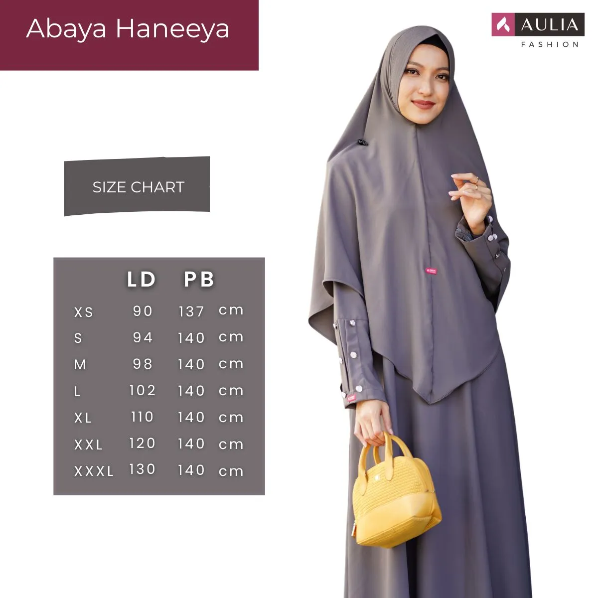 Size Chart Abaya Haneeya