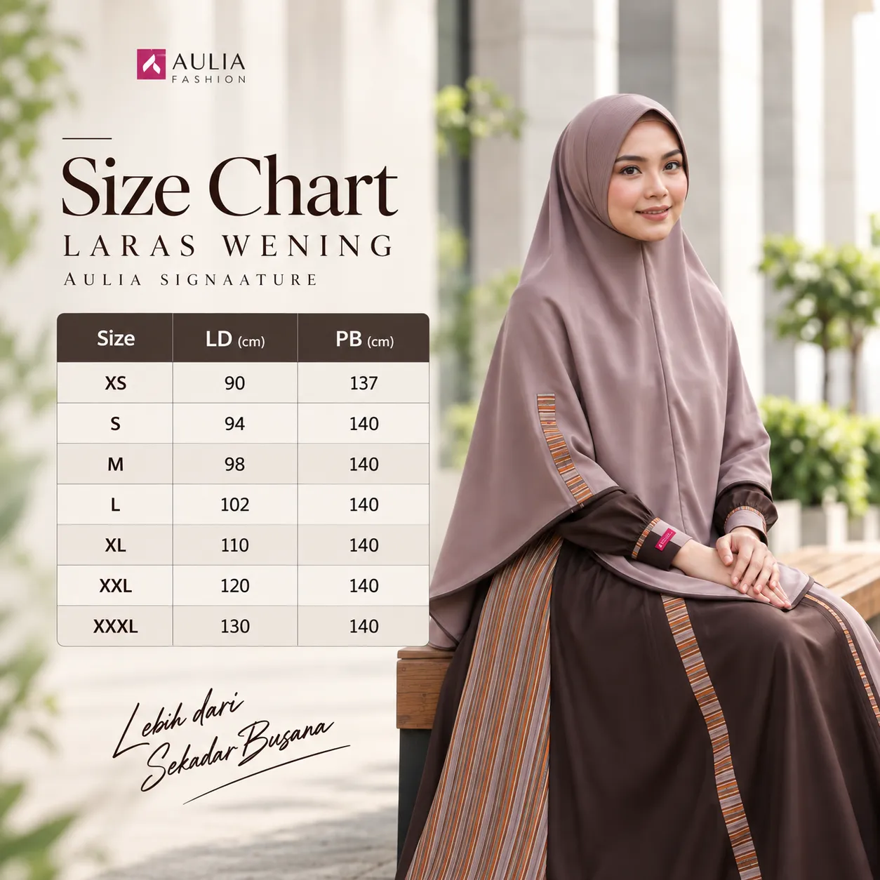 Size Chart Gamis Laras Wening