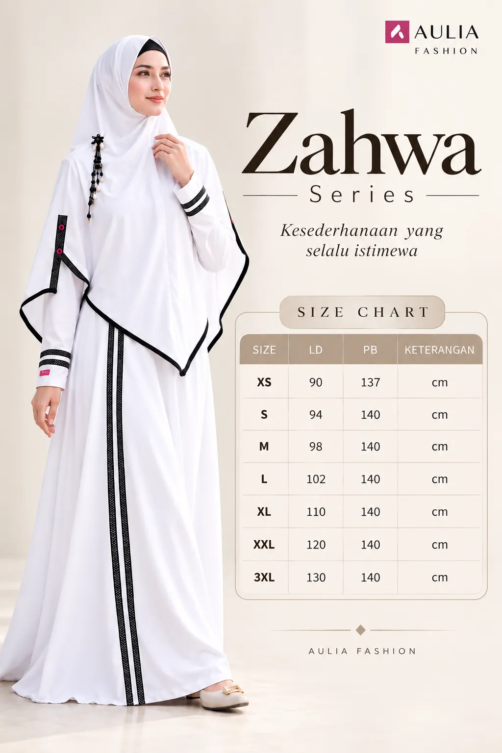 Size Chart Gamis Couple Zahwa