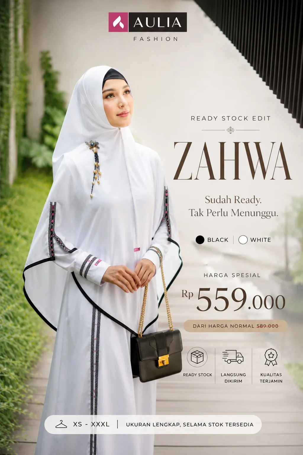Seri gamis putih Aulia Fashion