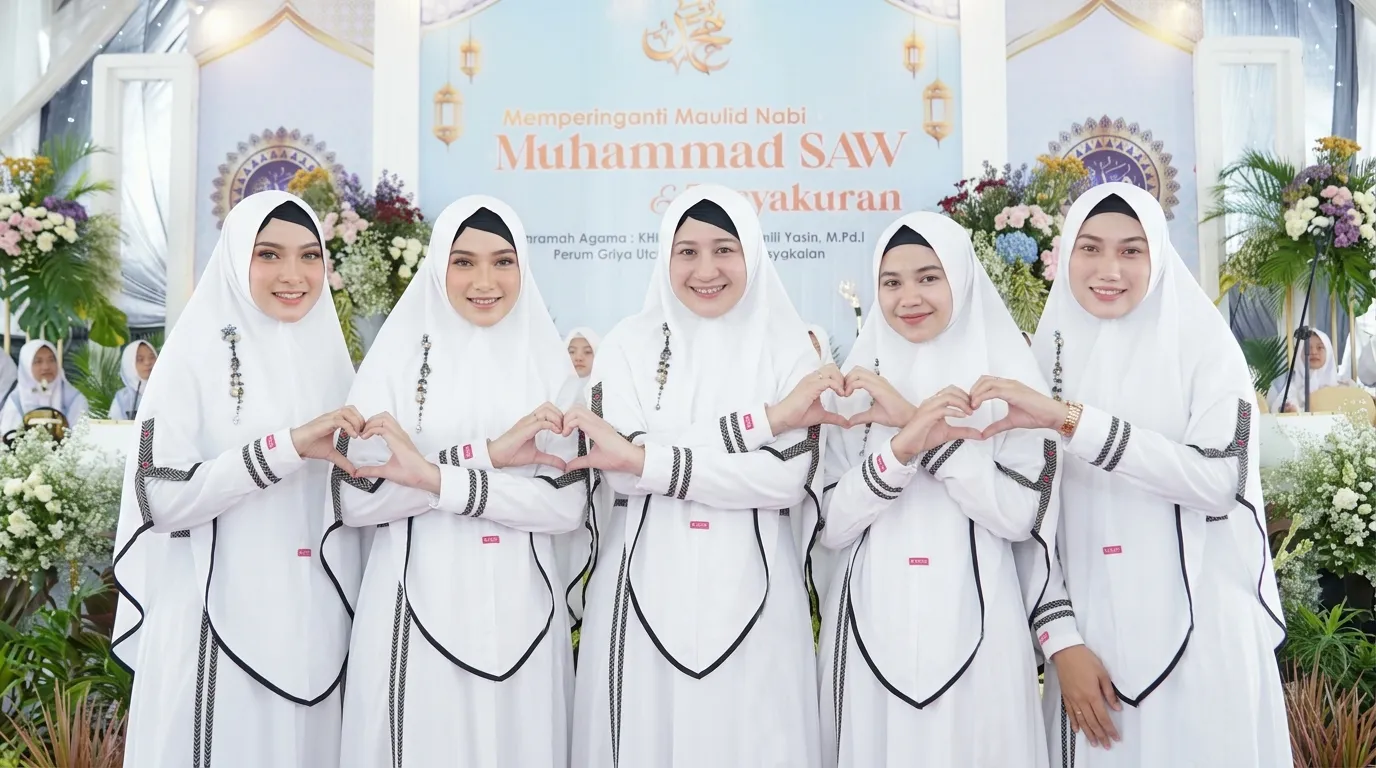 Gamis putih seragam Maulid Nabi – tampak depan