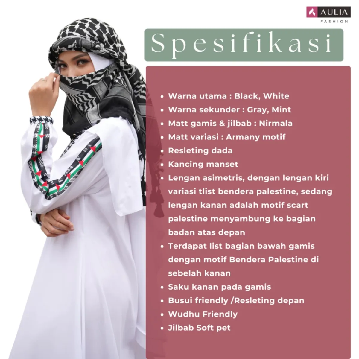 Detail Gamis Seragam Haji Umroh - Aulia Fashion