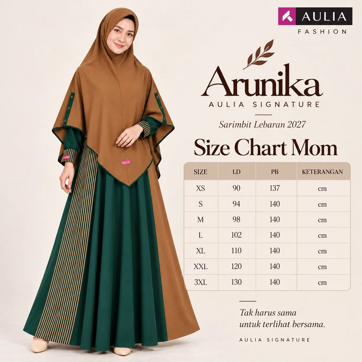Size Chart Gamis Mom Arunika