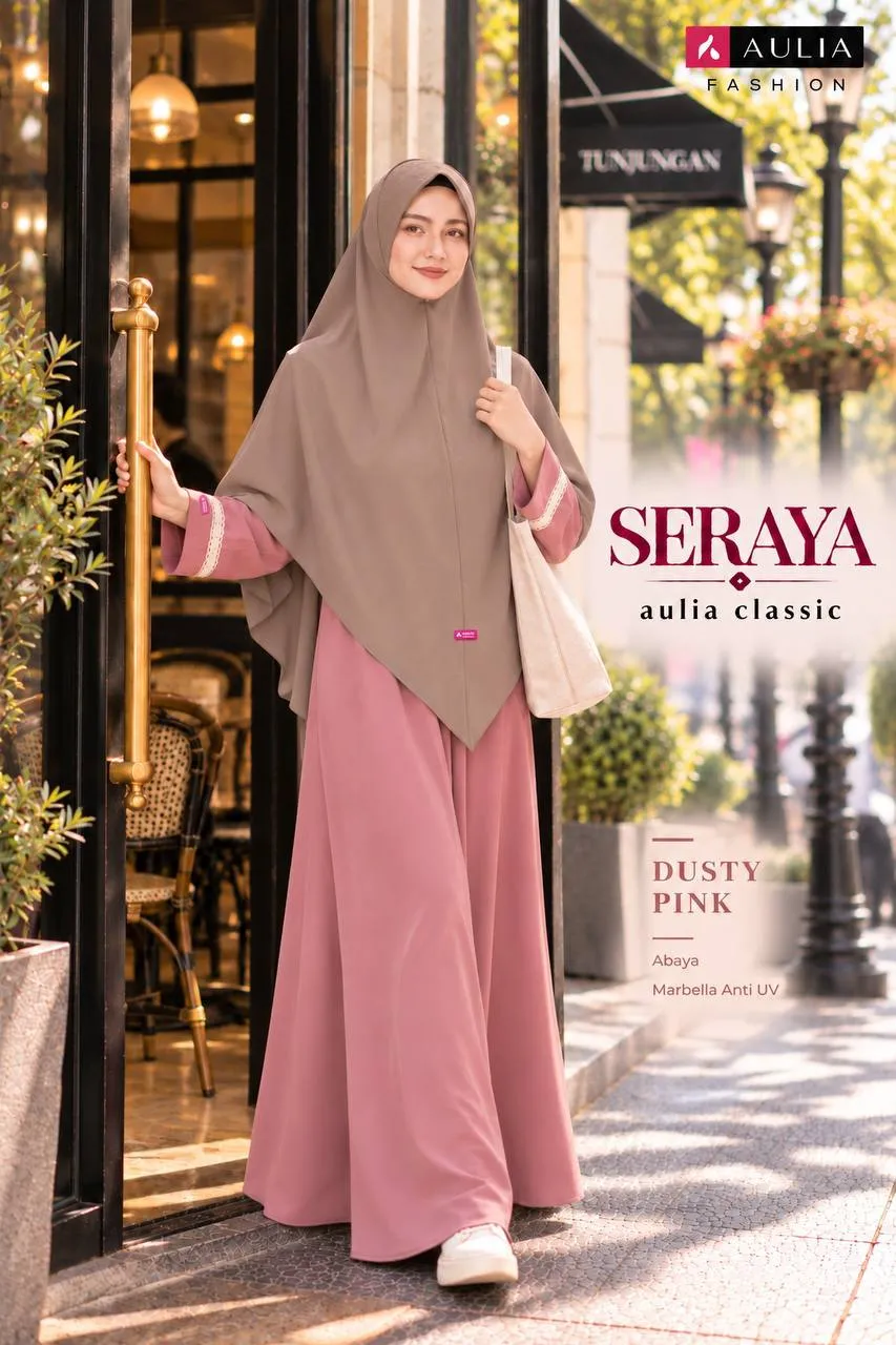 Gamis Seraya warna Dusty Pink