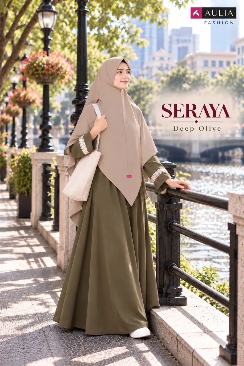 Gamis Seraya warna Deep Olive